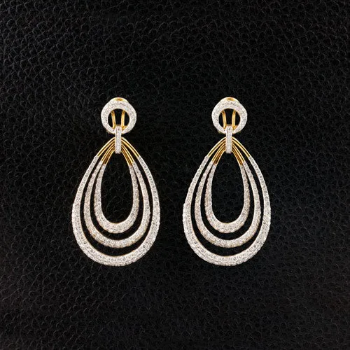 Diamond Triple Teardrop Earrings