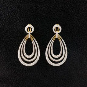 Diamond Triple Teardrop Earrings