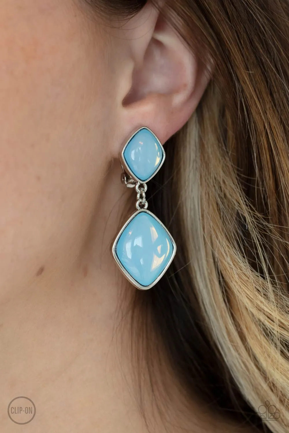 Double Dipping Diamonds - Blue Earrings - Papparazzi Accessories