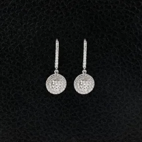 Double Halo Diamond Dangle Earrings