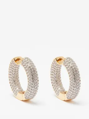 Doughnut zircon and 14kt gold-plated hoop earrings