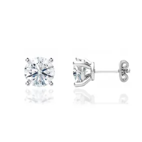 DOVE - Round Lab Diamond 18k White Gold Stud Earrings