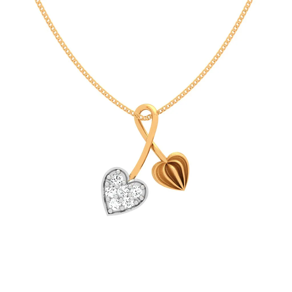 Dual Heart Diamond Pendant