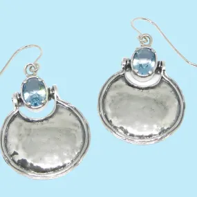 Earrings for woman, silver dangling earrings Delicate   Blue Topaz and other zircons