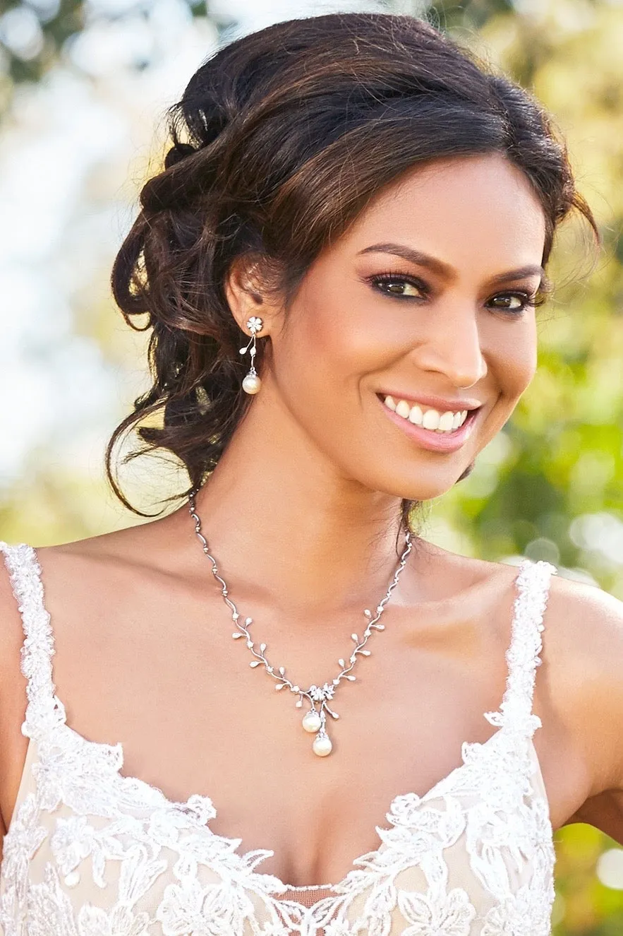 Eden Floral Pearl and Cubic Zirconia Necklace