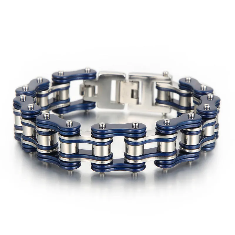 Edgy Multi-Color Titanium Steel Bicycle Chain Bracelet for Men