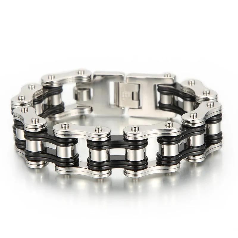 Edgy Multi-Color Titanium Steel Bicycle Chain Bracelet for Men