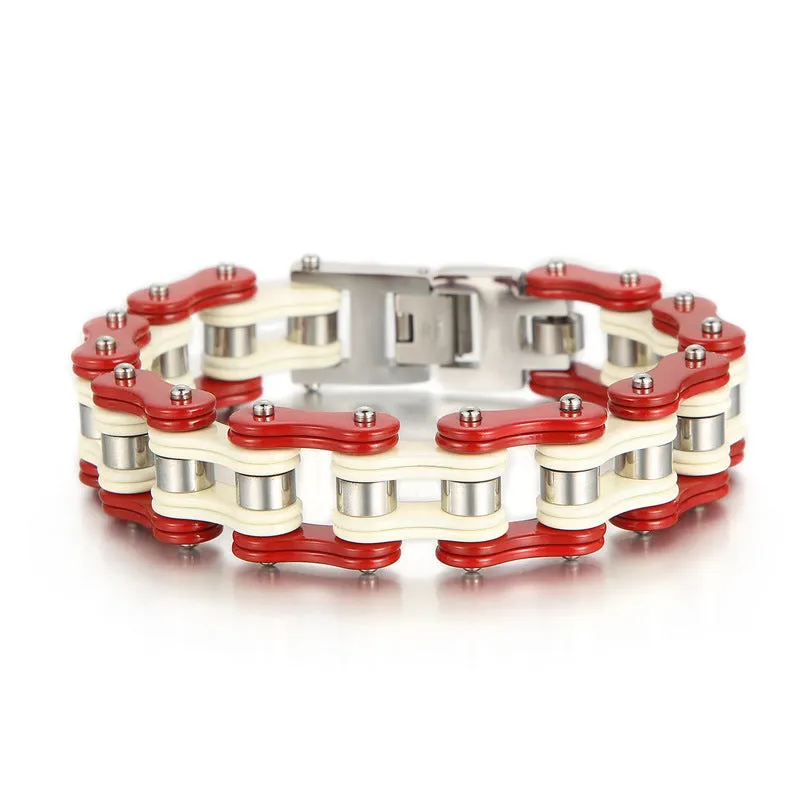 Edgy Multi-Color Titanium Steel Bicycle Chain Bracelet for Men