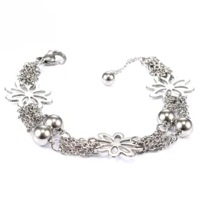 Elegant Flower-Inspired Hollow Titanium Steel Bracelet for Women - Chic Personalized Stainless Steel Jewelry