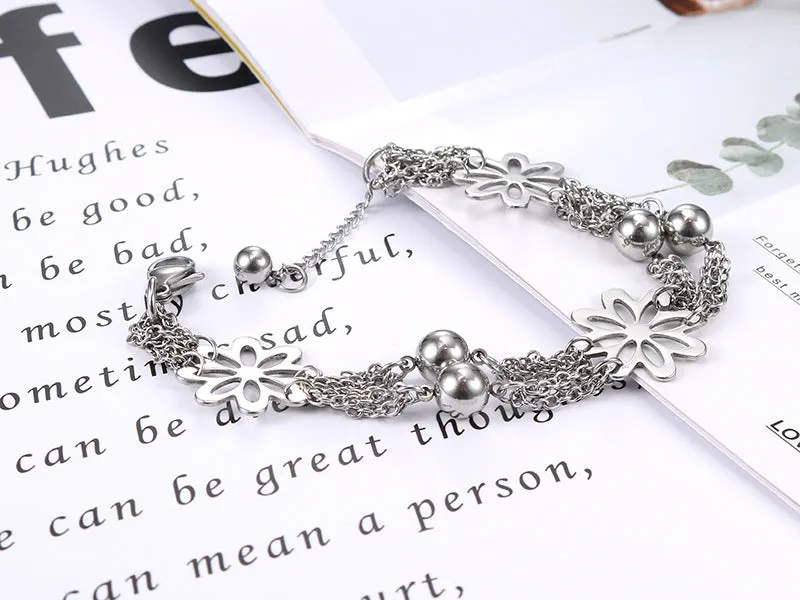 Elegant Flower-Inspired Hollow Titanium Steel Bracelet for Women - Chic Personalized Stainless Steel Jewelry