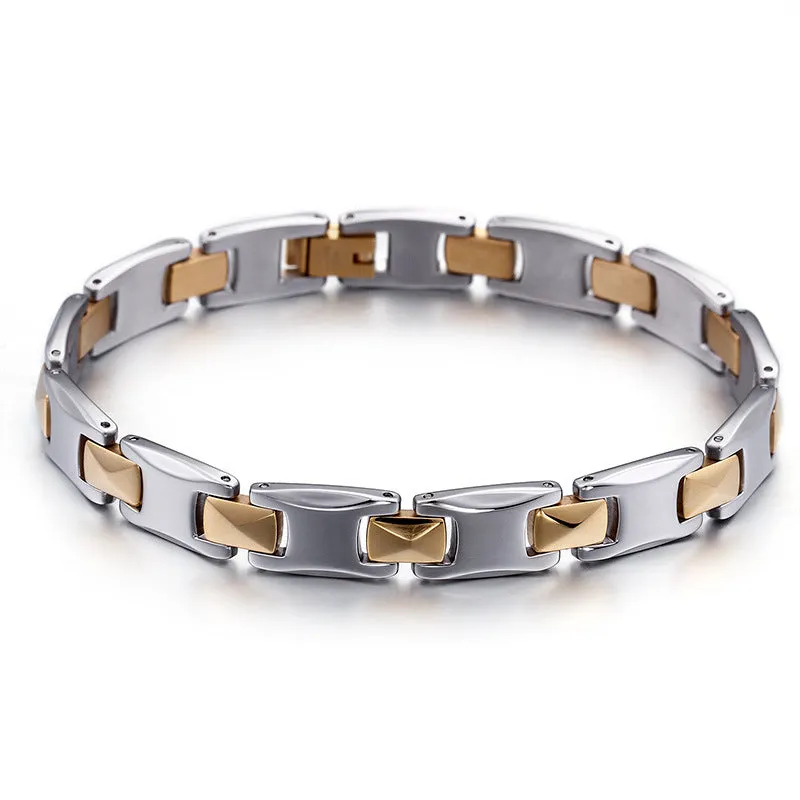 Elegant Gold Titanium Steel Bracelet for Men - Statement Accessory