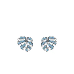 Elegant S925 Sterling Silver Turquoise Leaf Earrings