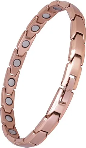 Elegant Womens Titanium Magnetic Therapy Bracelet - 7.8 Inches (20cm) / Rose Gold