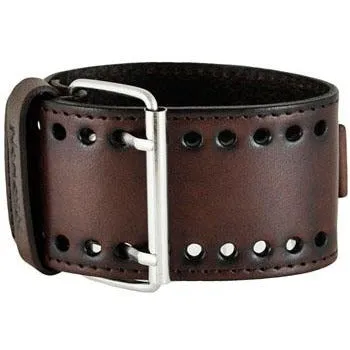 Embossed 3D White Watch with Distressed Dark Brown Leather Cuff