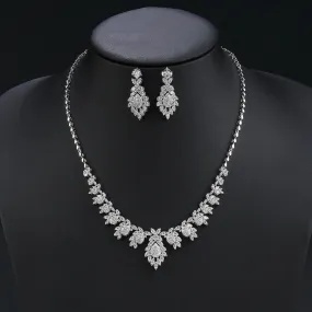 Fashion Cubic Zirconia Necklace Earrings Set For Women Wedding Bridal White Zirconia Jewelry Set CN11208