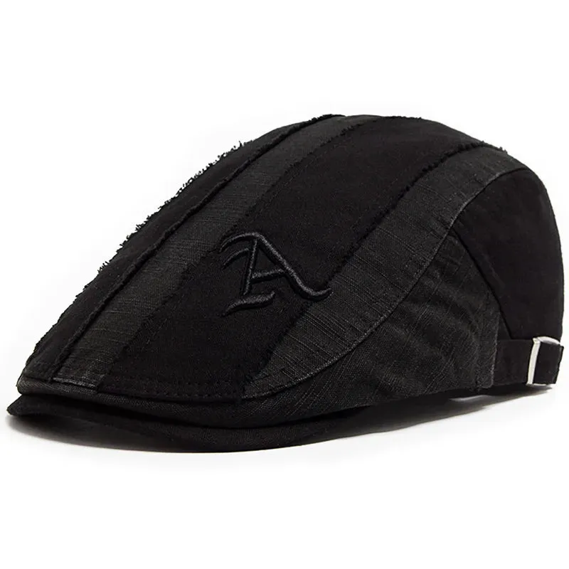 Fashion Embroidery Letter A Cotton Flat Cap