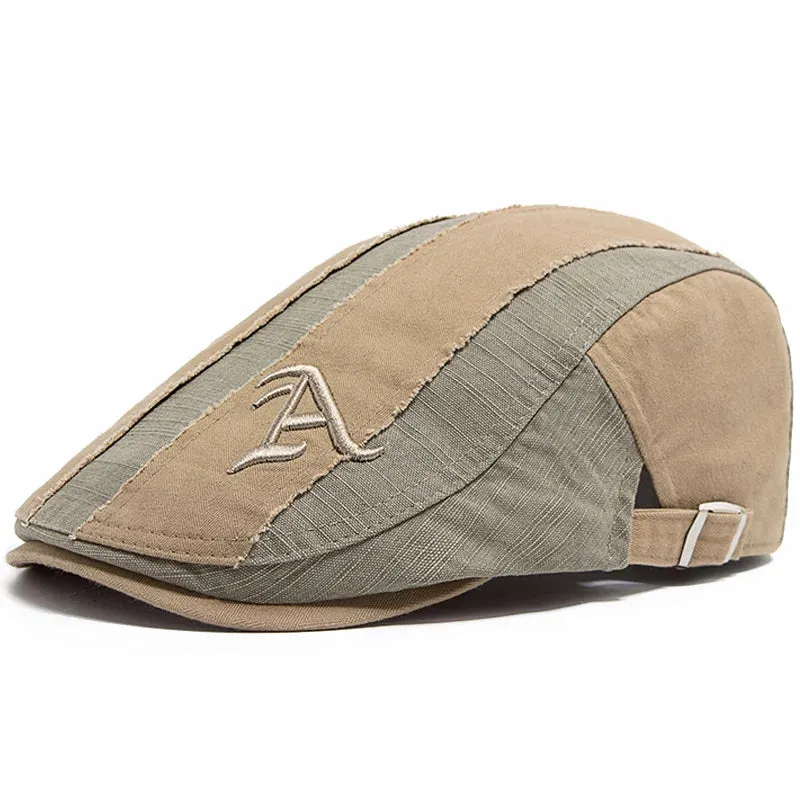 Fashion Embroidery Letter A Cotton Flat Cap