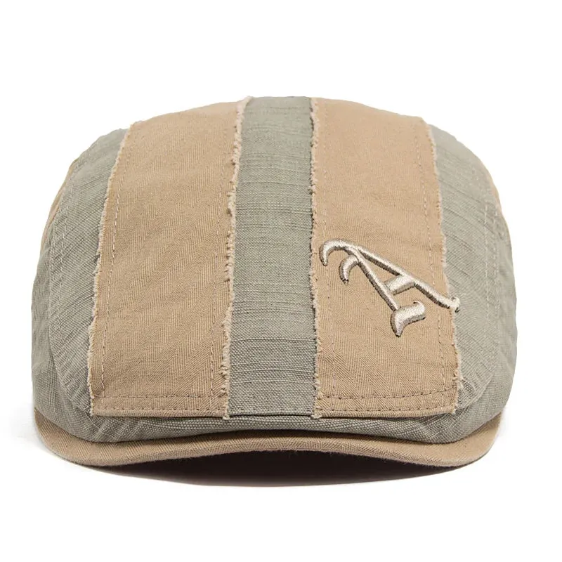 Fashion Embroidery Letter A Cotton Flat Cap