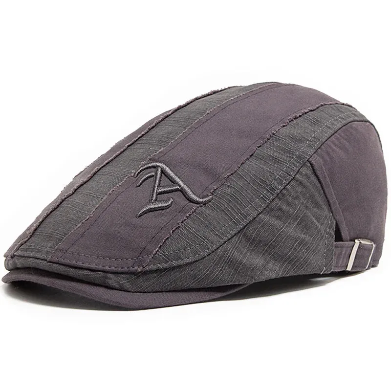 Fashion Embroidery Letter A Cotton Flat Cap