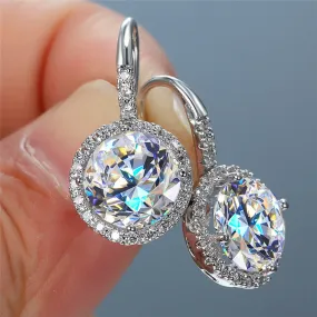 Fashion Jewelry Classic Round Drop Earrings for Women with Zircon in Silver Color