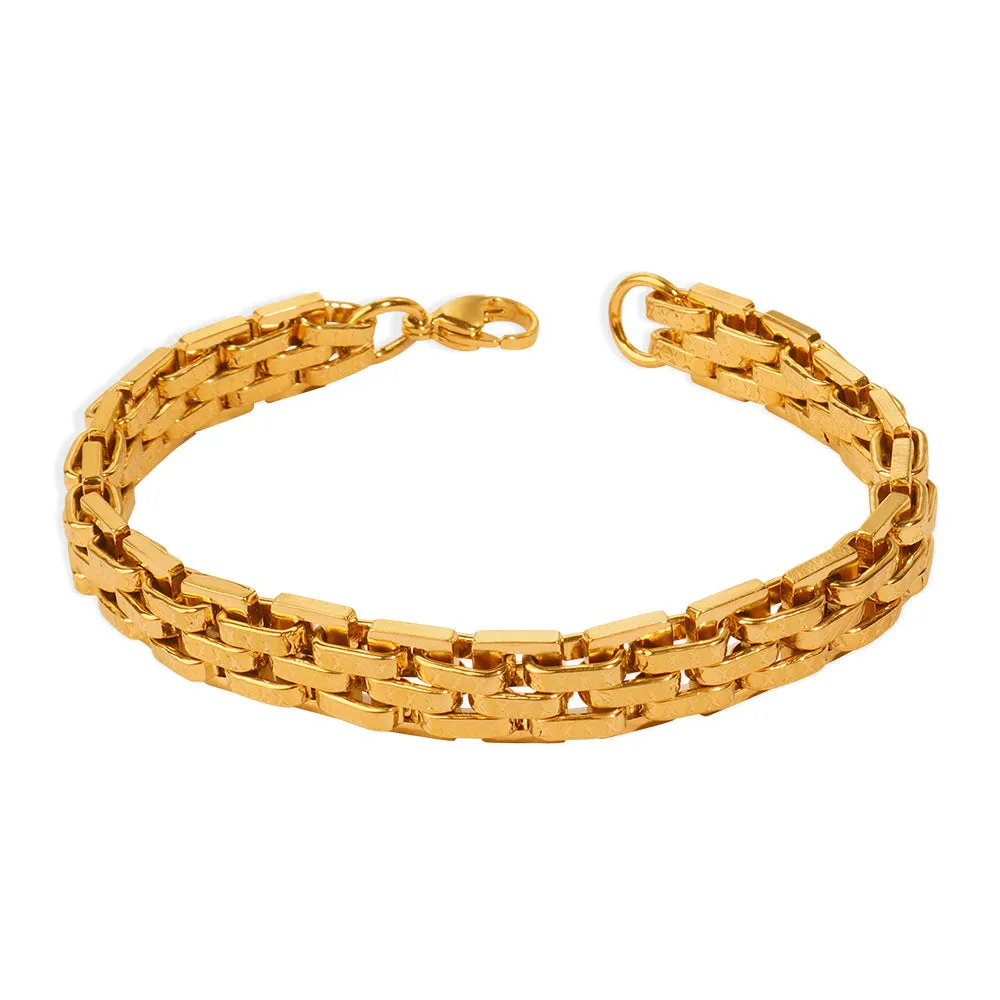 Fashionable Titanium Steel Gold-Plated Bracelet for Men - Everyday Genie Collection