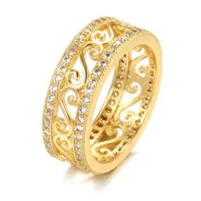 Fine Jewelry Hollow Rings For Women with Natural Zircon in Gold Color