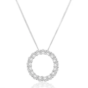 Flawless Cut 9ct White Gold Diamond Circle Of Life Pendant With Chain (TW=1/2 Carat)