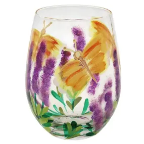 Flower Stemless Glass Butterfly