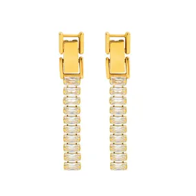 French Zircon Element Design Detachable Ear Chain with 18k Gold Plating