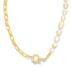 Freshwater Pearl Paperclip Chain Necklace  (F10)(I146)