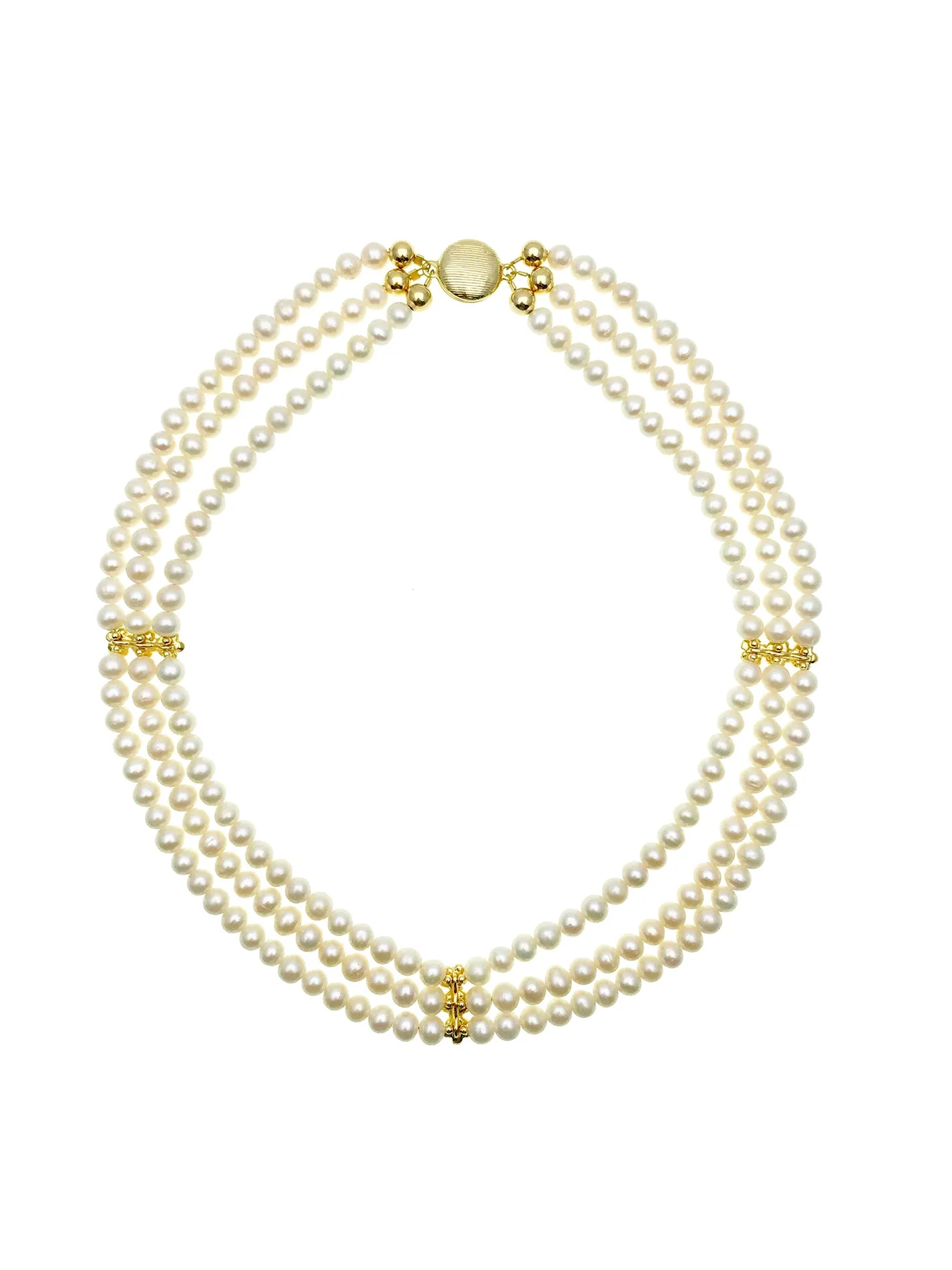 Freshwater Pearls Triple Strands Classic Necklace AN051