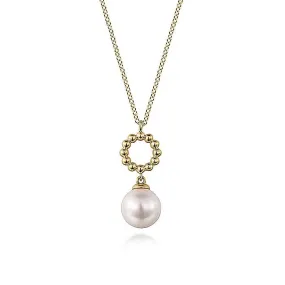 Gabriel & Co. Yellow Gold  Bujukan Pearl Drop Necklace