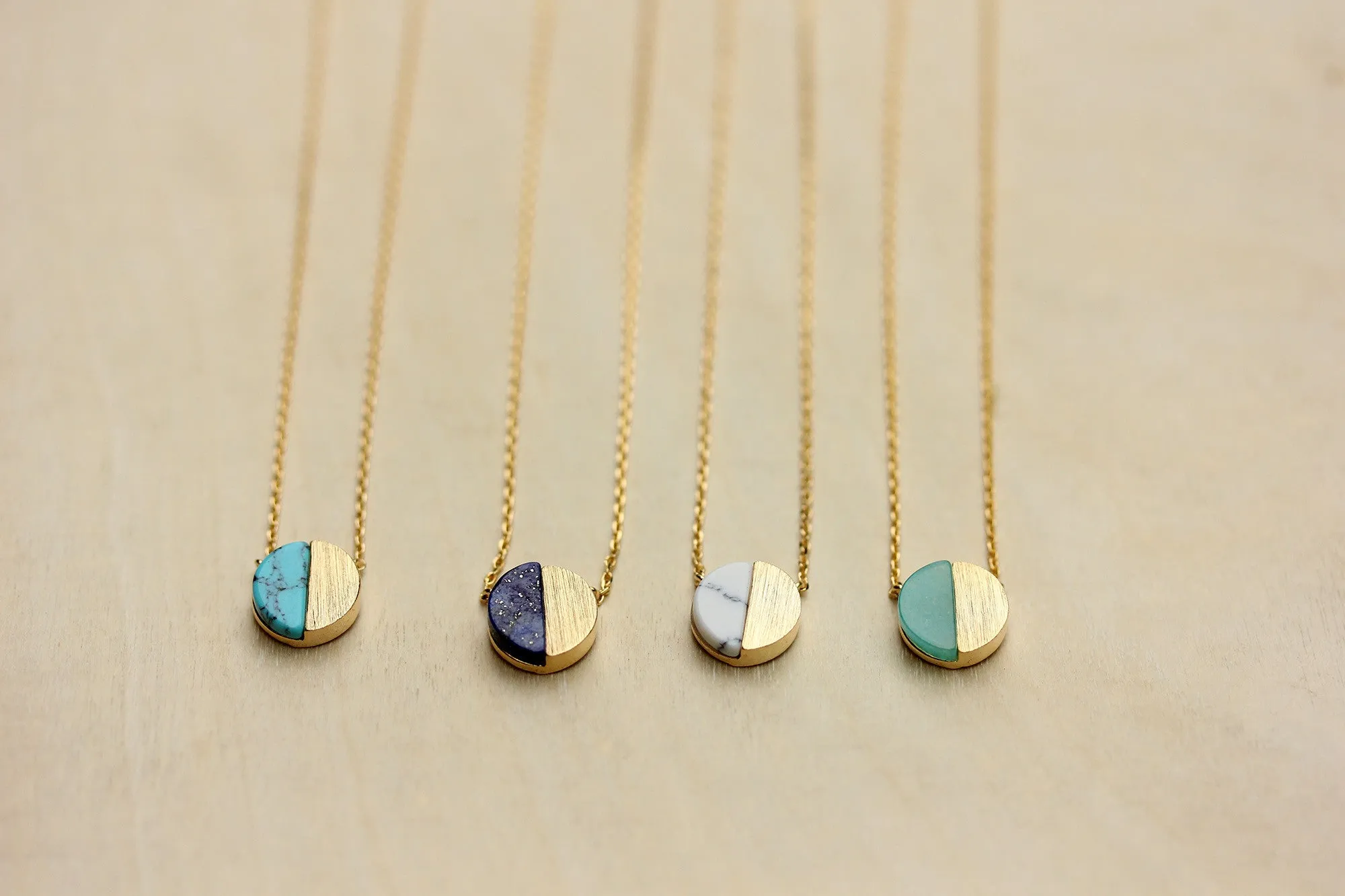 Gemstone Split Circle Necklace