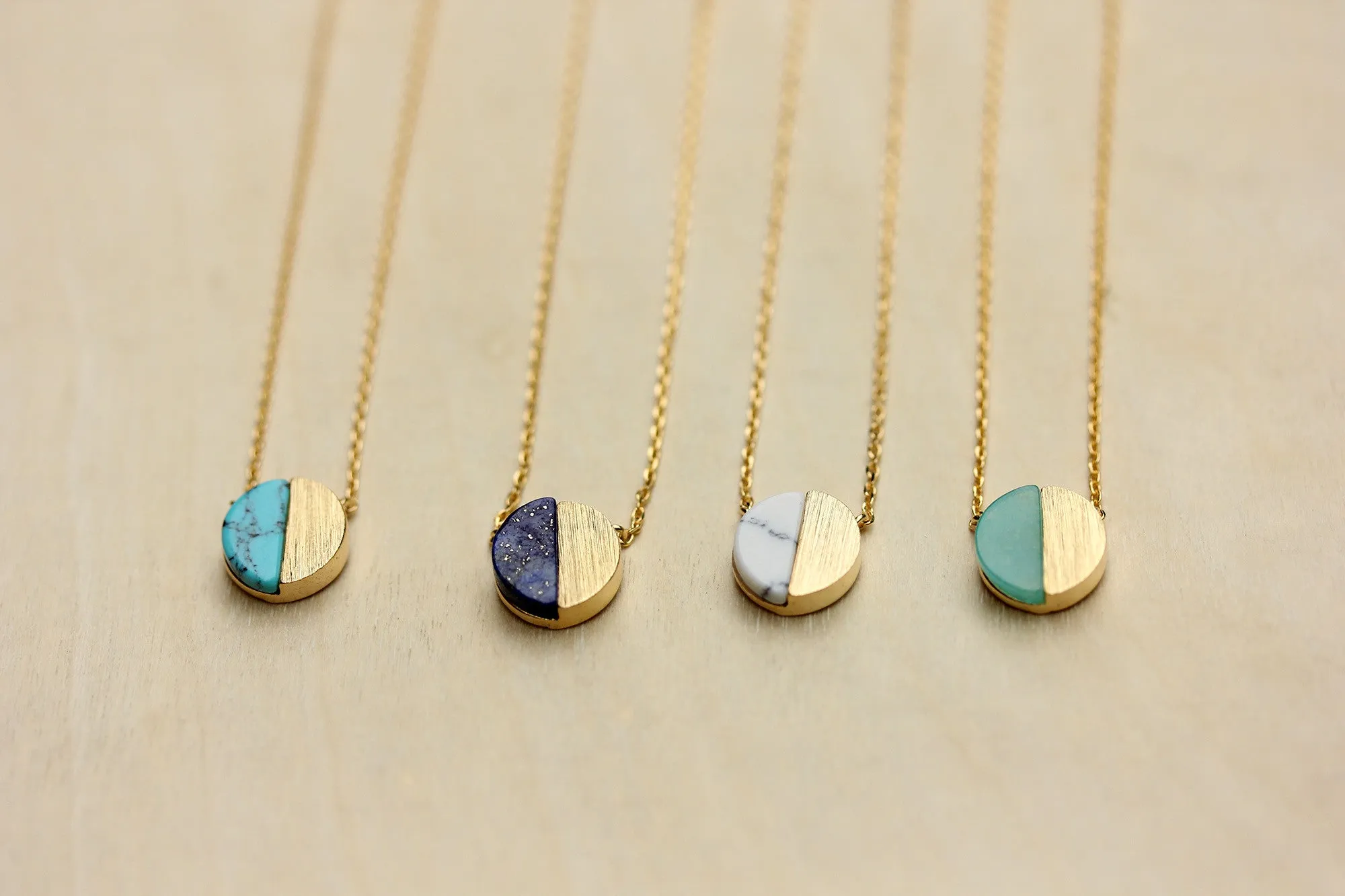 Gemstone Split Circle Necklace