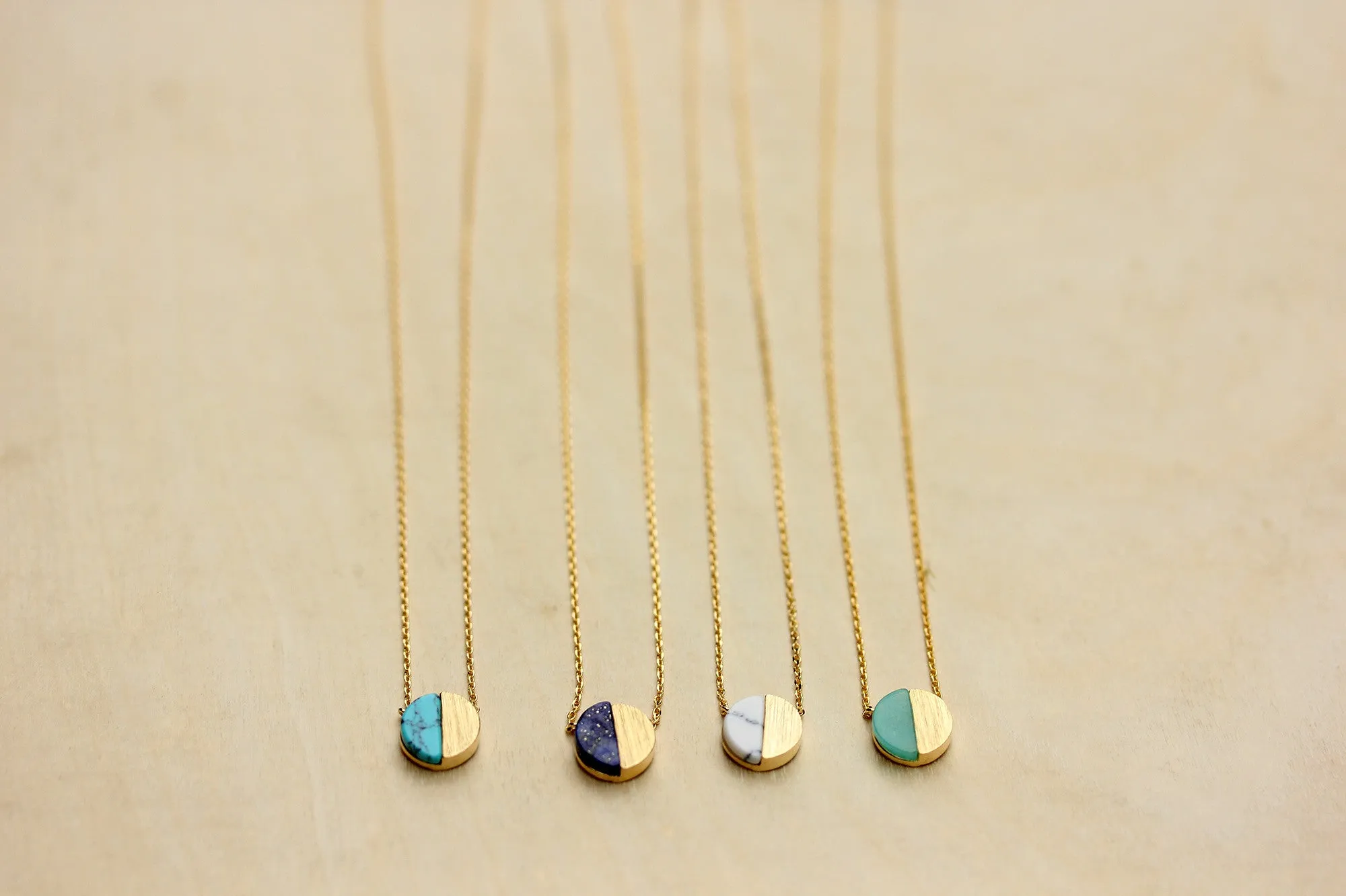 Gemstone Split Circle Necklace