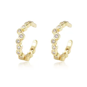 Geometric Beading Zircon Silver Ear Bone Clip Earring for Women