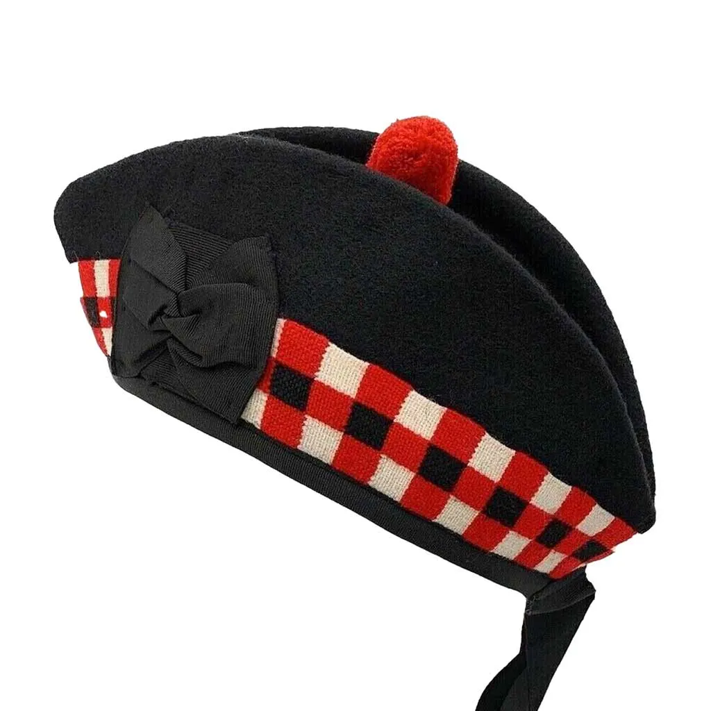 Glengarry Hat Black & Red Diced