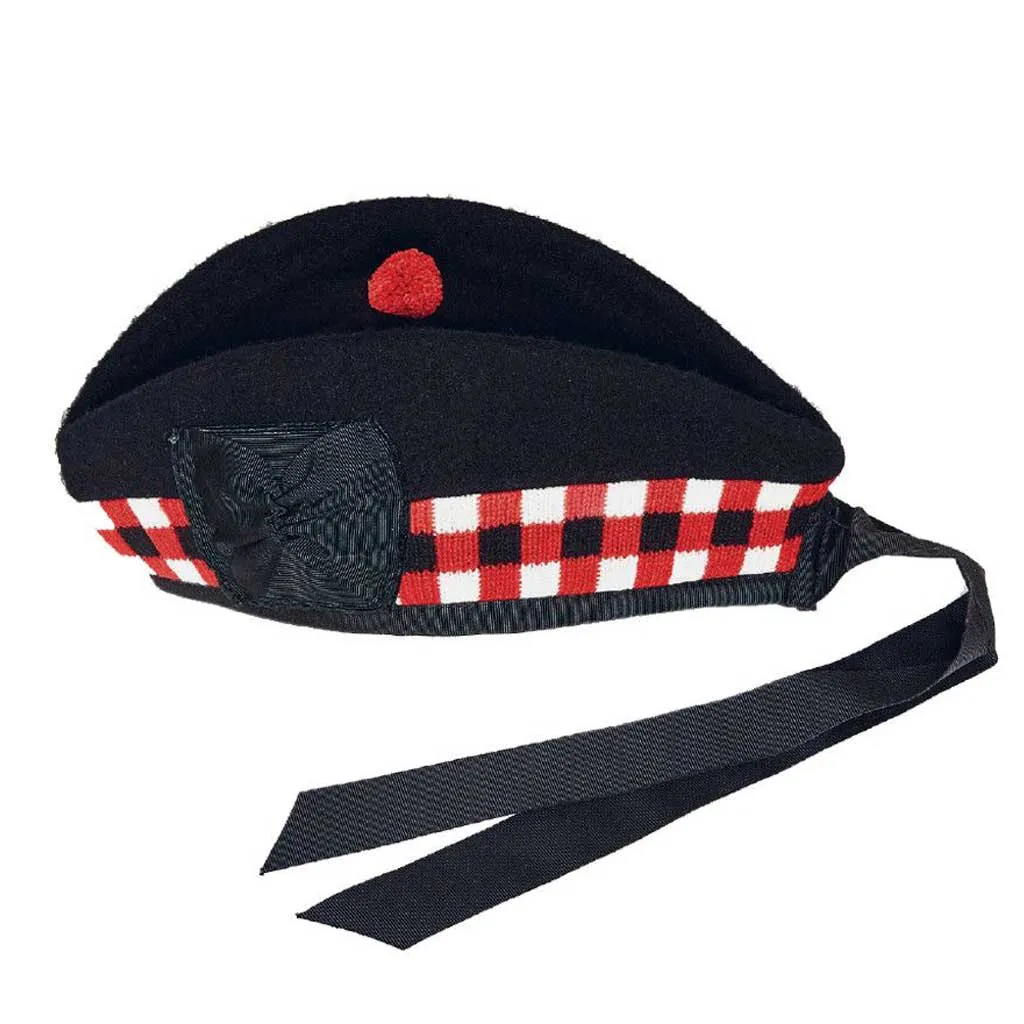 Glengarry Hat Black & Red Diced