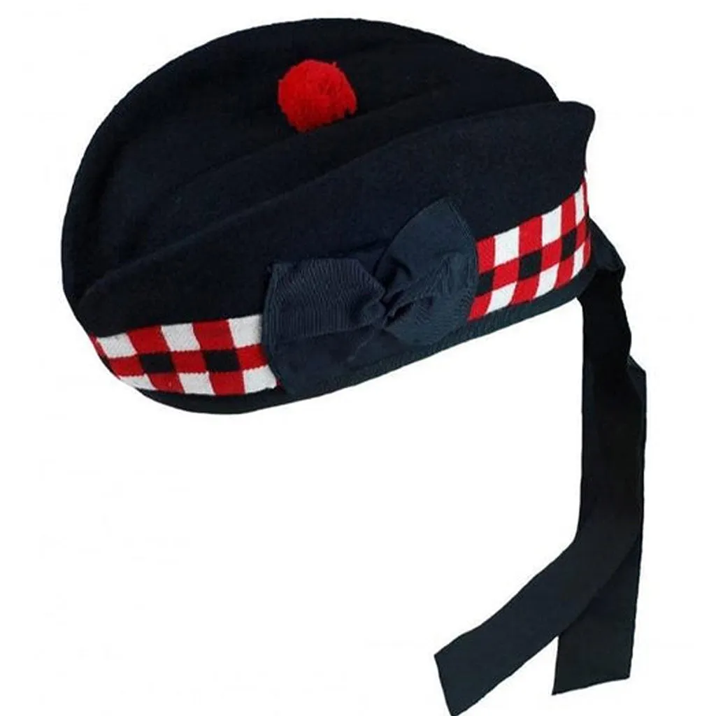 Glengarry Hat Black & Red Diced