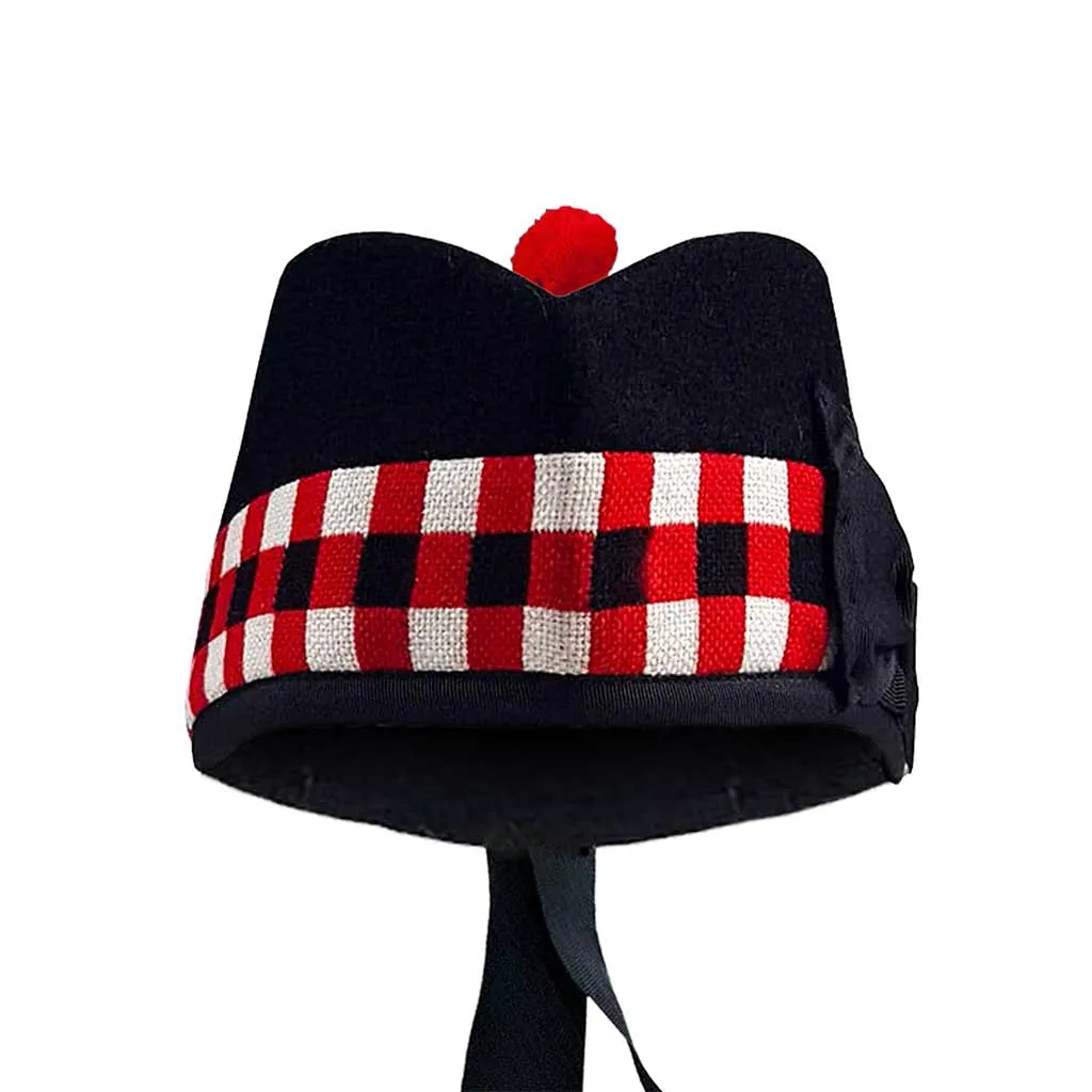 Glengarry Hat Black & Red Diced