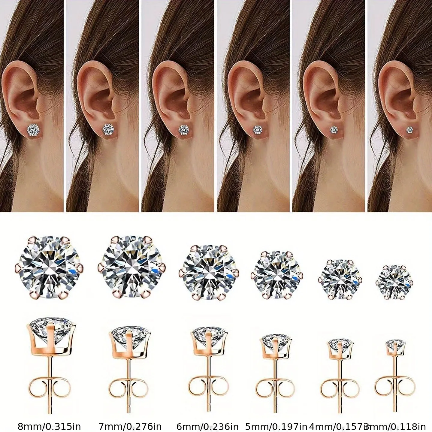 Glimmering 18K Gold Plated Steel Stud Earrings  Hypoallergenic