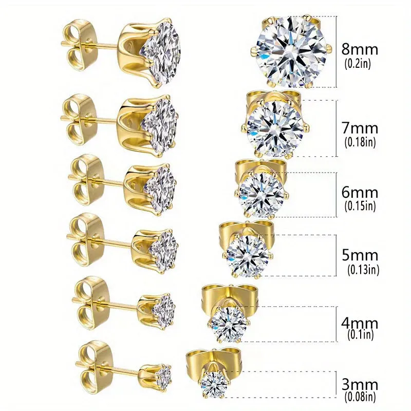 Glimmering 18K Gold Plated Steel Stud Earrings  Hypoallergenic