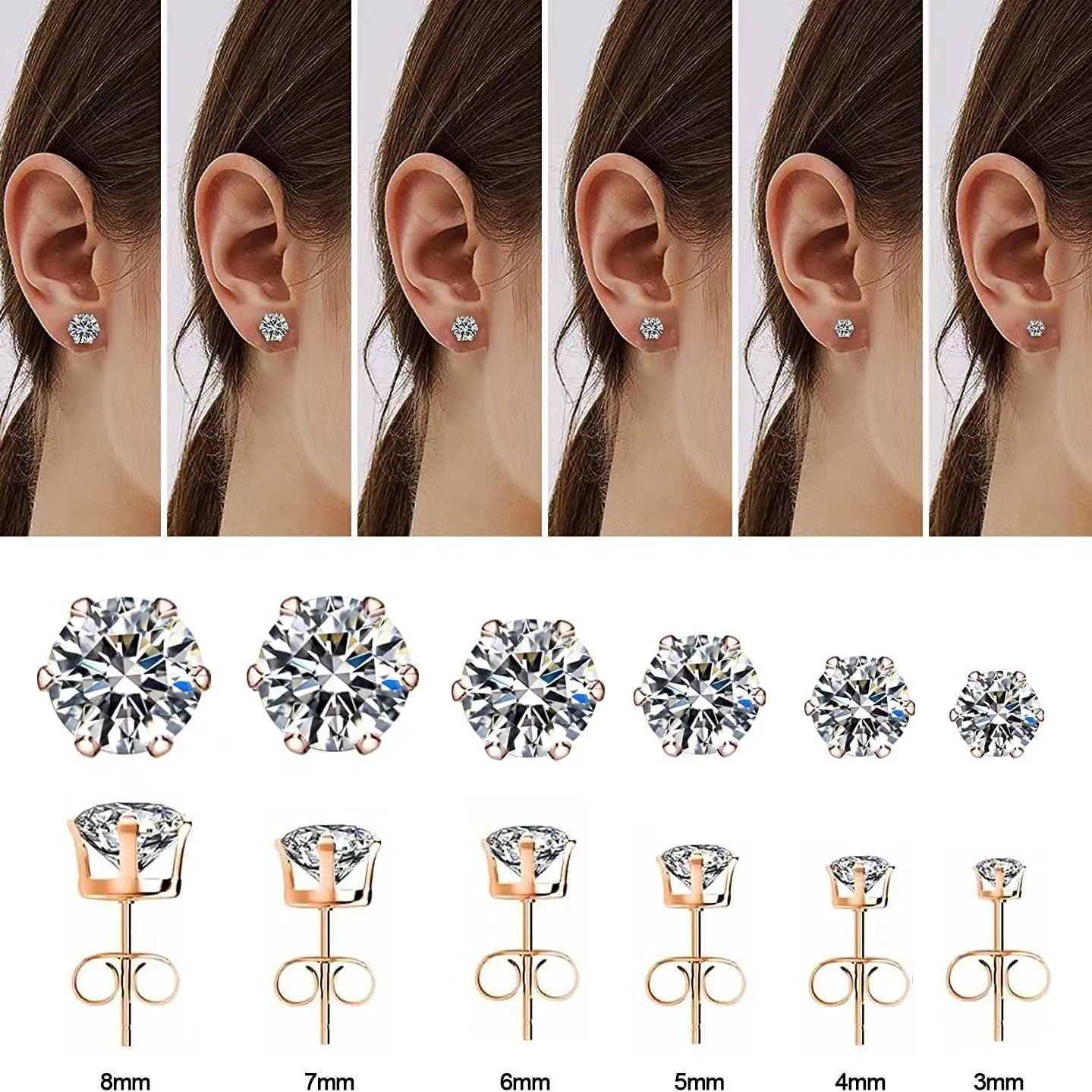 Glimmering 18K Gold Plated Steel Stud Earrings  Hypoallergenic