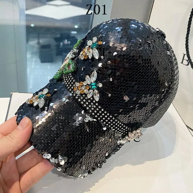 Glitter Sequined Mesh Unisex Baseball Cap