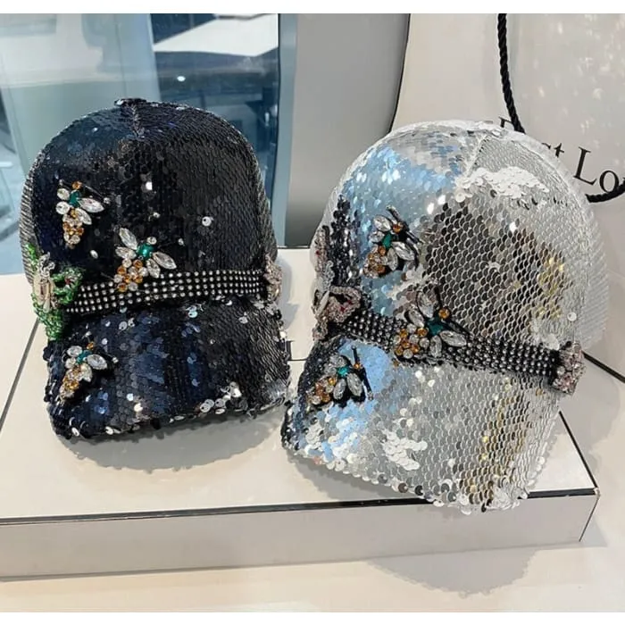 Glitter Sequined Mesh Unisex Baseball Cap