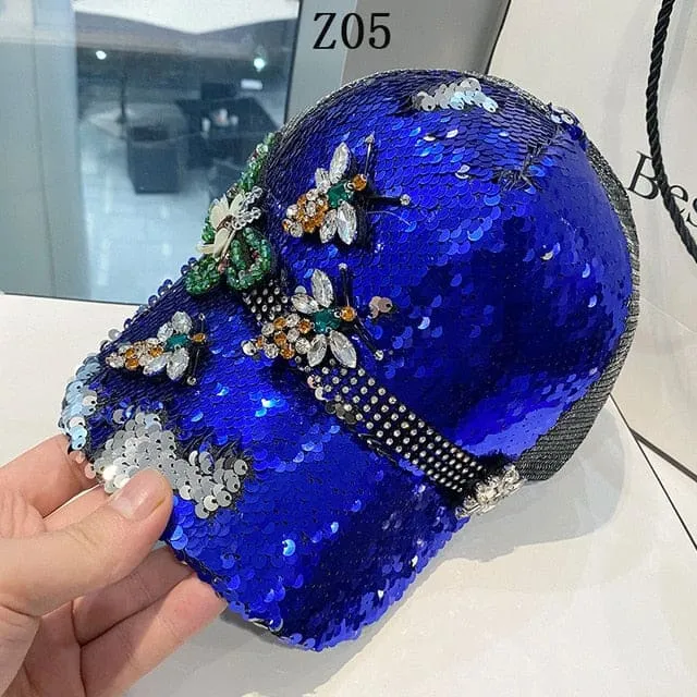 Glitter Sequined Mesh Unisex Baseball Cap