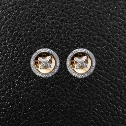 Gold & Diamond Button Earrings