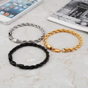 Gold Double Color Twist Chain Stainless Steel Bracelet For Men And Women