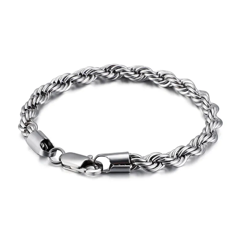 Gold Double Color Twist Chain Stainless Steel Bracelet For Men And Women