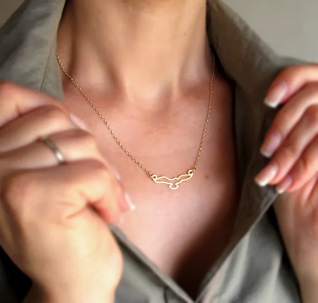 Gold Dove Pendant Necklace